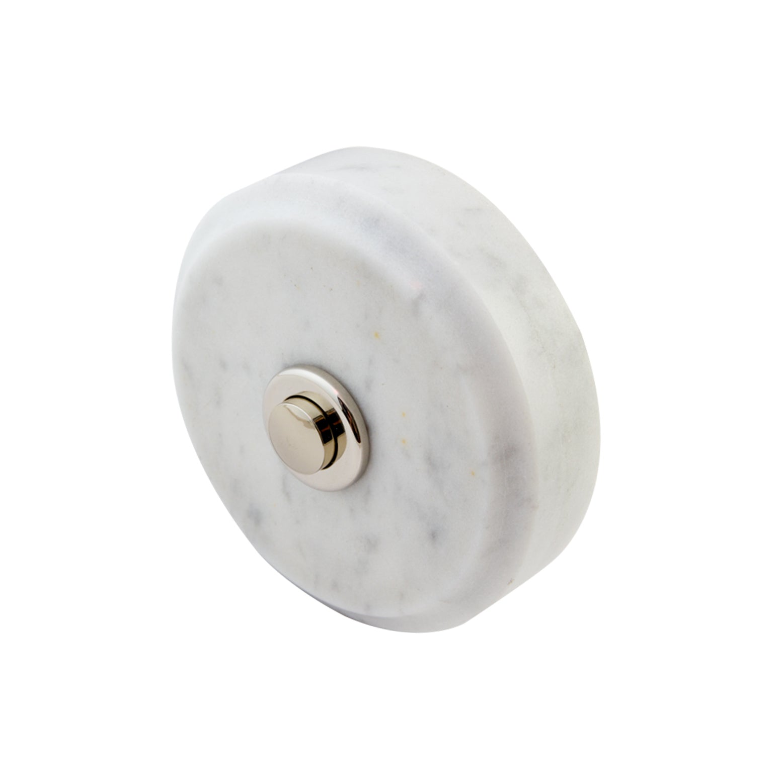 Sonnette Ronde Marbre Gris Veiner Blanc - Bouton Poussoir Laiton -n