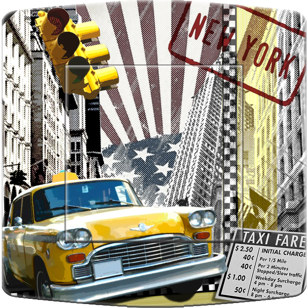 Sticker Décoratif Pour Interrupteur - Thème New York - Format 8x3 Cm - Aspect Brillant Noir