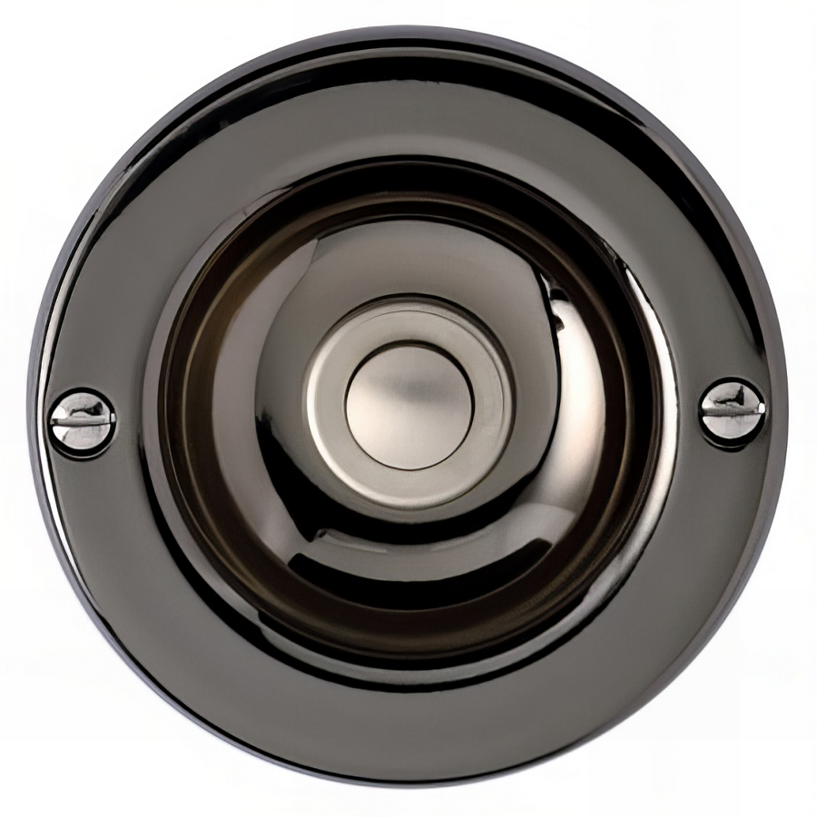 Sonnette filaire cloche acier chrome brillant noir bouton chrome