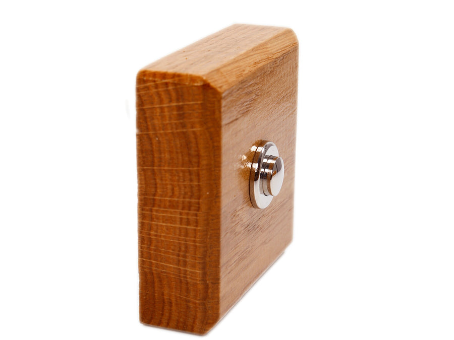 Sonnette Vosges sans fil bois chêne bouton chrome avec carillon