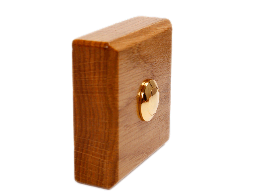 Sonnette Alpes sans fil bois chêne bouton laiton avec carillon – BIDOT Yves