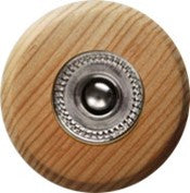 Sonnette Fougeres filaire bois tropical rond collerette perlée chrome