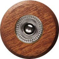 Sonnette Fougeres filaire bois tropical rond collerette perlée chrome