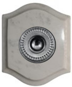 Plaque à chapeau Napoléon filaire marbre blanc collerette perlée chrome