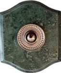 Plaque à chapeau Napoléon filaire marbre vert collerette perlée chrome
