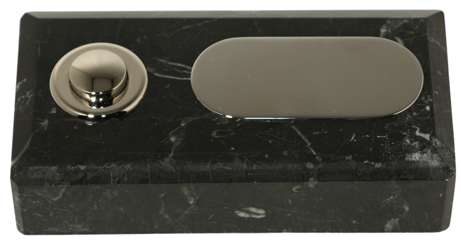 Sonnette Tavira filaire marbre noir bouton étiquette chrome