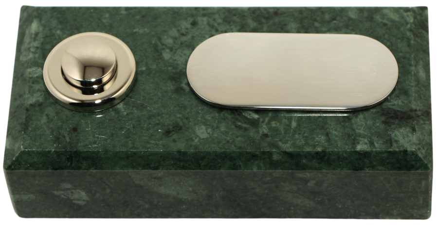 Sonnette Visseu filaire marbre vert bouton étiquette chrome
