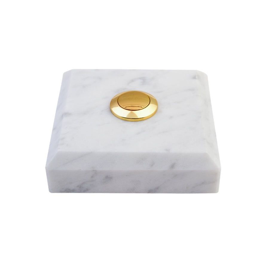 Sonnette Amarante filaire marbre blanc bouton laiton